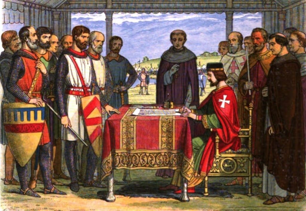 Since the signing of the Magna Carta in 1215, it has been a fundamental principle of self-government that laws depend upon the public’s consent. Yet, the author notes, no one ever consented to the dramatic changes brought on by the current proliferation of speed cameras. Shown, a reluctant King John signs the Magna Carta at Runnymede, England.