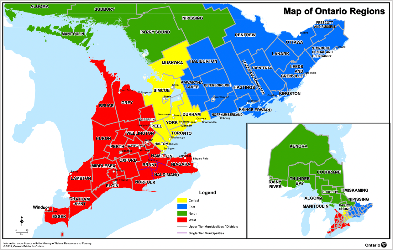 Figure 5. Top-level census divisions of Ontario.