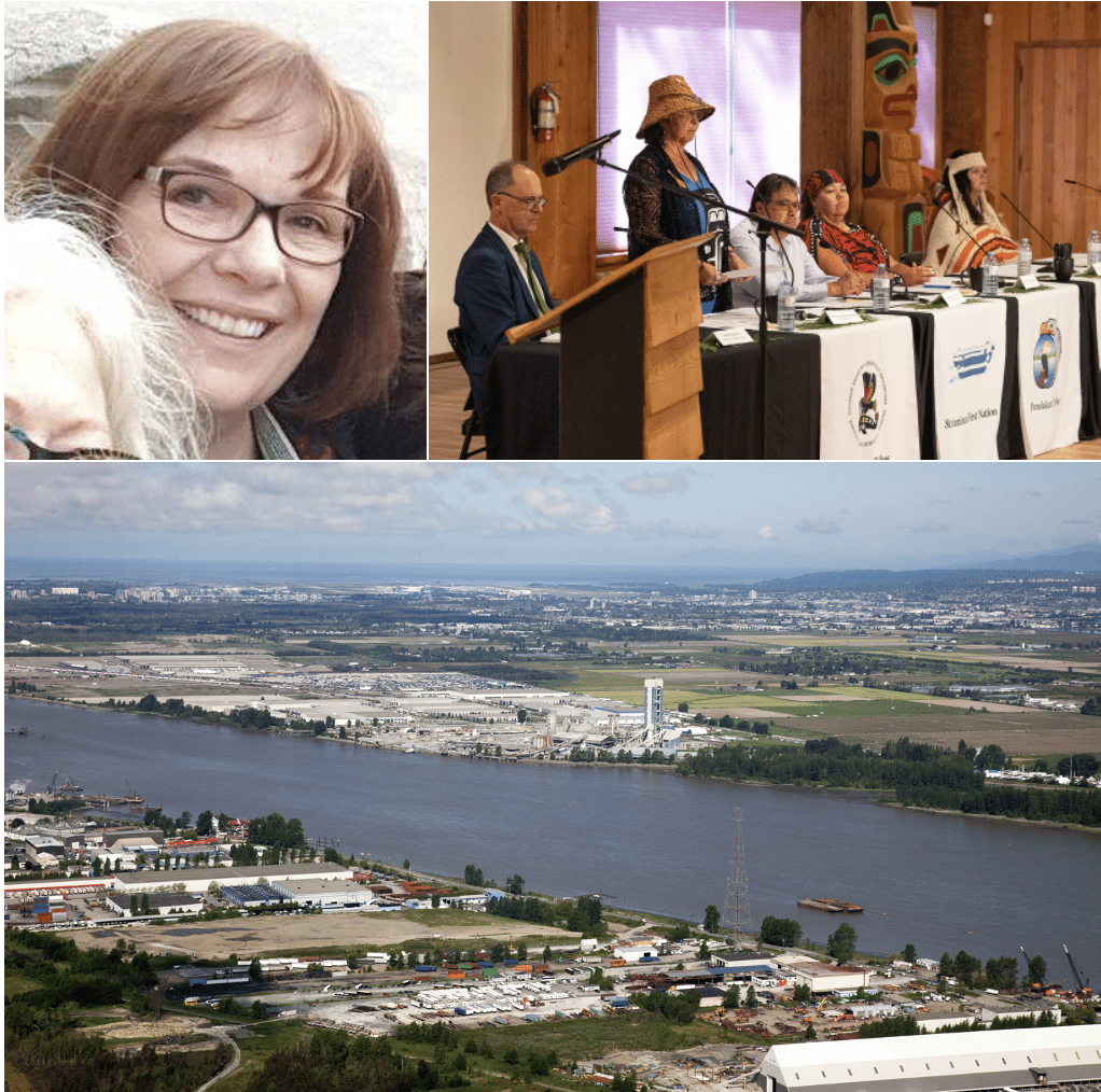 In Cowichan Tribes v. Canada, B.C. Supreme Court Justice Barbara Young (top left) ruled that the land in Richmond belongs to the Cowichan by virtue of unextinguished aboriginal title; her decision renders the land titles of the current owners invalid, and threatens the very concept of private property rights for all Canadians. At top right, chiefs of the Cowichan Nation giving a press conference, August 2025. 