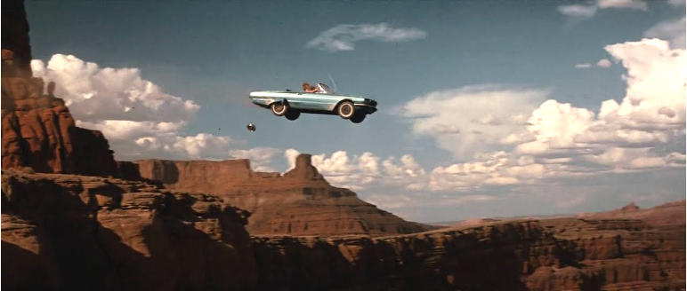 It only looks like flying: LLMs don’t understand anything, aren’t truth-seeking, don’t retrieve facts and don’t think – although they can give a good impression of all four; but trying to make them actually do any of these is like trying to make a car fly by improving its tires. Shown, the final scene of the 1991 film Thelma & Louise.