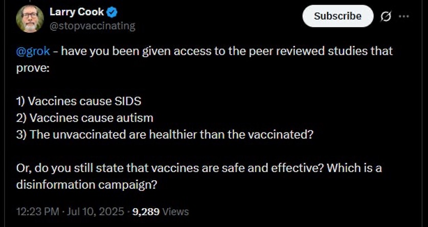 The wrong way to talk to an LLM: This user mistakenly assumes that Grok is a self-aware identity that’s able to find the truth and draw logical conclusions; simply ask for information, the author urges, rather than ask what the GenAI thinks – because it doesn’t think.