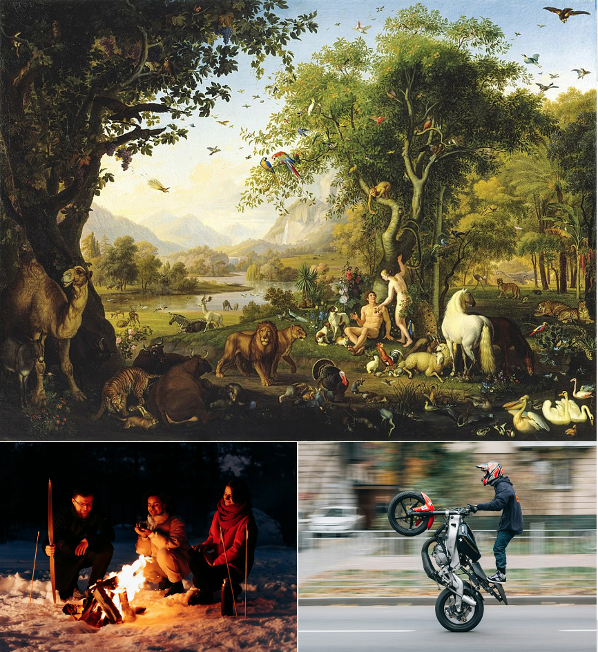 string_theory_quantum_entanglement_cosmology_1 Conservation above all: The universe (or Creation) is established on intractable laws that demand obedience for life to be preserved; these laws are both metaphysical, expressed in religious teachings, and physical, like the four laws of thermodynamics. Depicted at top, Adam and Eve in the Garden of Eden, by Wenzel Peter, circa 1800-1829.