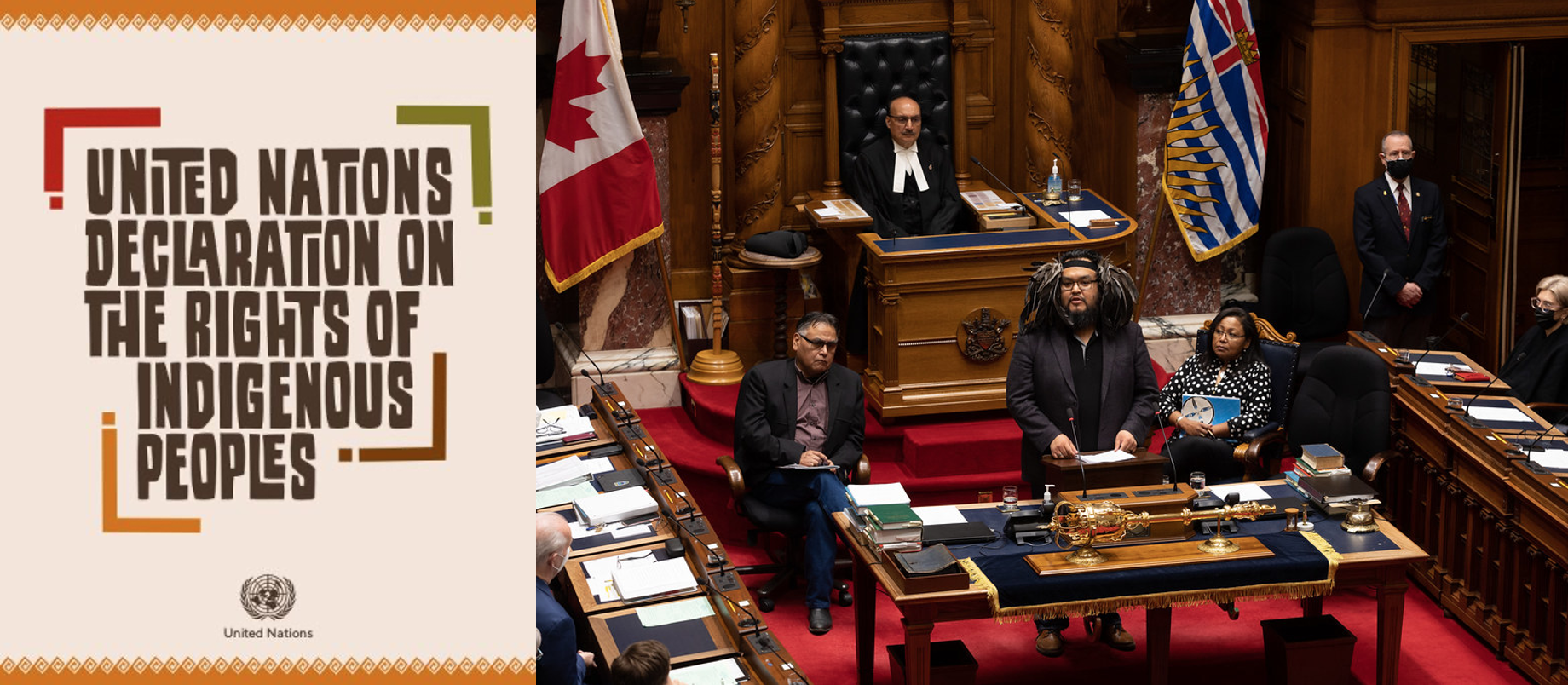 Self-inflicted wounds: By enshrining the United Nations Declaration on the Rights of Indigenous Peoples (UNDRIP) in B.C. and federal legislation, Canadian governments have advanced the concept of eternal aboriginal rights and laid the groundwork for the current erosion of Canadians’ property rights. Shown at right, B.C. announces its plans to implement UNDRIP in March 2022. 
