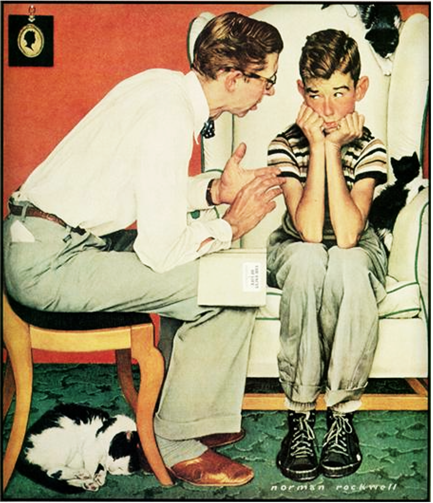 Teach your children well: Pushing back against a surveillance society requires that parents treat digital literacy as a necessary life skill for the 21st century. Only an informed citizenry, together with accountable institutions, can reclaim Canadians’ right to privacy. Shown, Facts of Life, by Norman Rockwell, 1951.