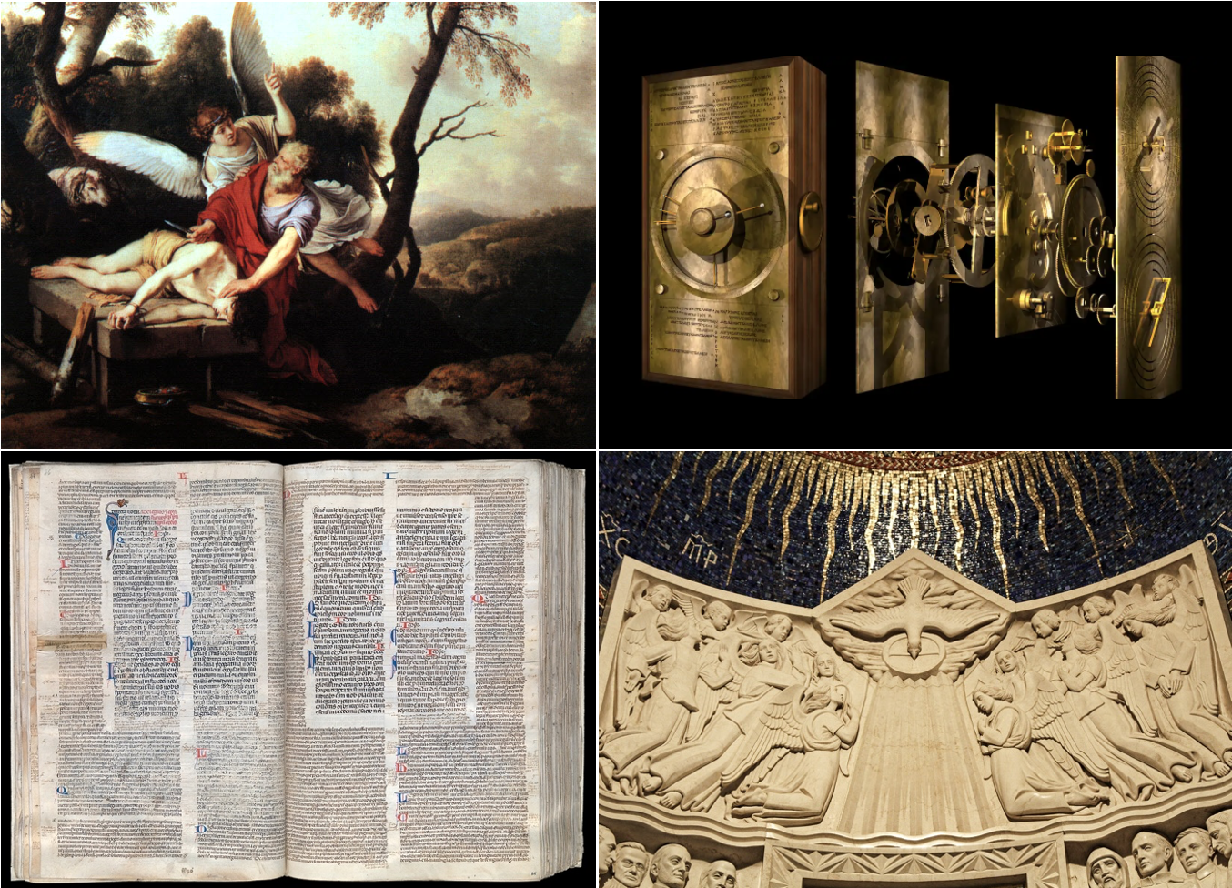 apolitical_western-civilization_freedom-of-speech_state-control_image-3 The Judeo-Hellenic-Roman-Christian nexus that formed our Western civilization, the author maintains, is unmatched in the breadth of its accomplishments, and is quietly defended against state control, strengthened and advanced by the apolitical man. Shown (clockwise from top-left): Abraham Sacrificing Isaac, by Laurent de La Hyre, 1650; the Antikythera mechanism, a Greek invention and the world’s oldest computer; relief sculpture depicting the descent of the Holy Spirit, the Basilica of the National Shrine of the Immaculate Conception in Washington, D.C.; a 13th-century excerpt from the Corpus Juris Civilis, cornerstone of Western jurisprudence.