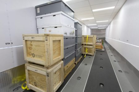 Interior views of the the passenger and cargo areas of Lockheed's LMH-1.