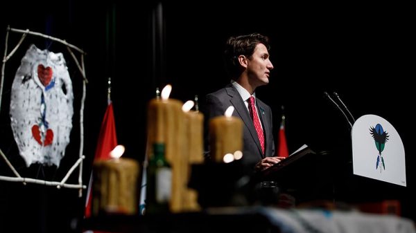 Then-Prime Minister Stephen Harper’s 2008 apology to Indigenous peoples “on behalf of…all Canadians” (as Assembly of First Nations Chief Phil Fontaine looks on) paved the way for our “apologizer-in-chief”, current PM Justin Trudeau.