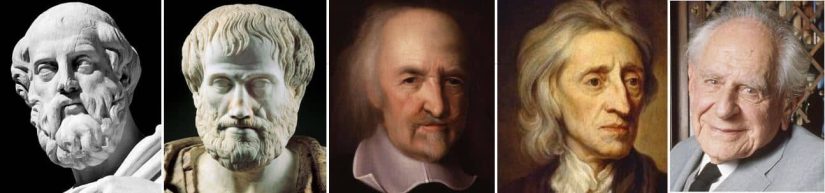 Headshots of great liberty thinkers - Plato, Aristotle, Thomas Hobbes, John Locke and Karl Popper. All of whom placed a great emphasis on the pursuit of individual liberties.