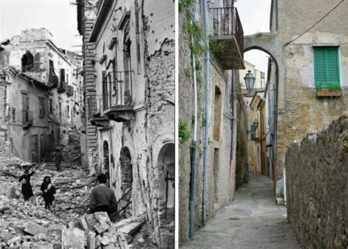 Ortona then and now: Evidence of the battle can still be seen 75 years later.